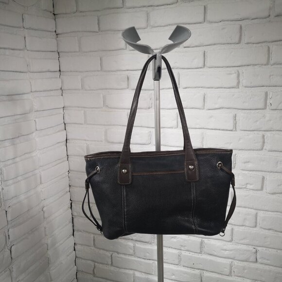 Tignanello Ladies Black & Brown Pebble Finish Faux Leather Handbag - Picture 3 of 9